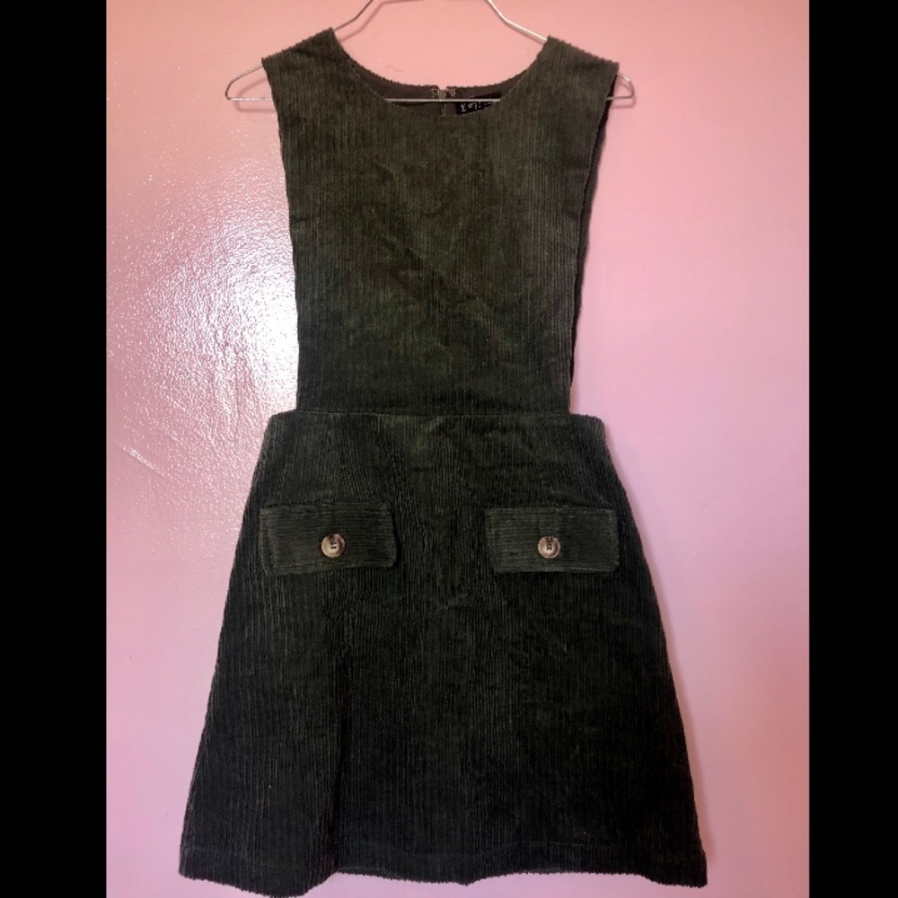 Olive green overall dress